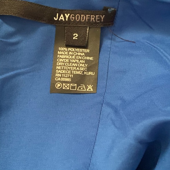 JAY GODFREY: Ocean Blue Lloyd Deep V Midi Dress - Picture 6 of 11